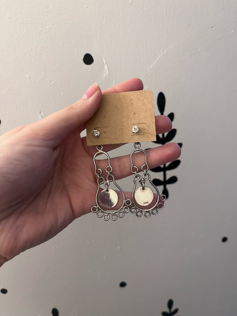 Vintage Silver Dangly Stud Earrings - Picture 4 of 4